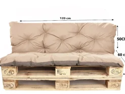 Coussins palettes 120x60 / 120x50cm coussins de palette Beige, coussins de canapé de jardin, coussin palette exterieur