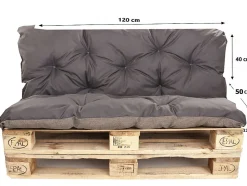 Coussins palettes 120x50 / 120x40cm coussins de palette Anthracite, coussins de canapé de jardin, coussin palette exterieur