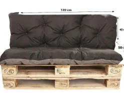Coussins palettes 120x50 / 120x40cm coussins de palette Noir, coussins de canapé de jardin, coussin palette exterieur