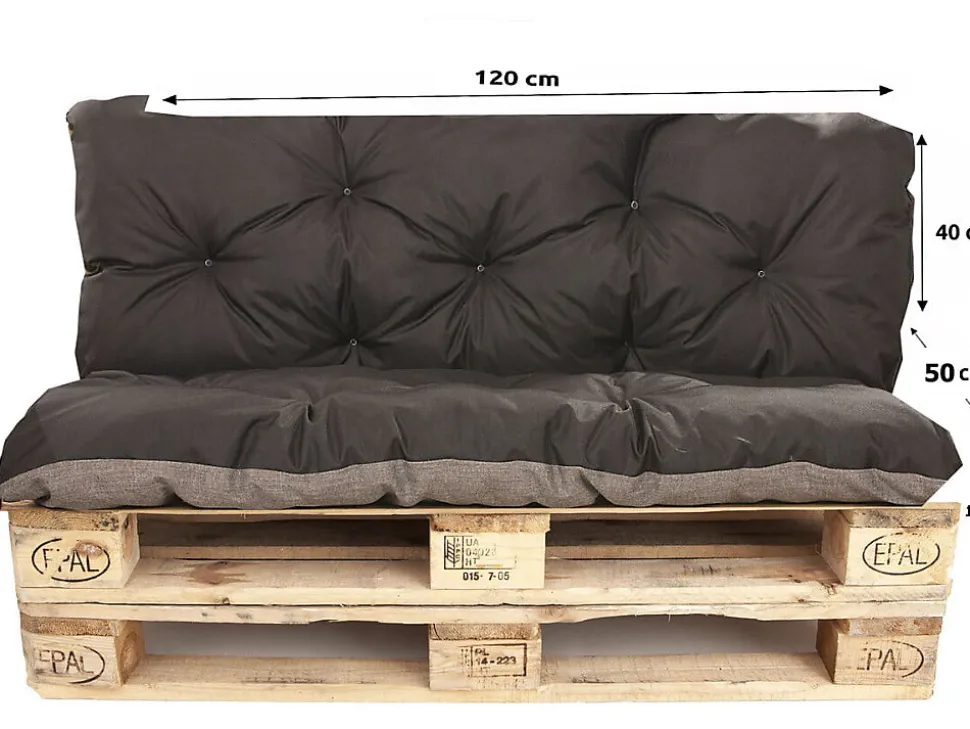 Coussins palettes 120x50 / 120x40cm coussins de palette Noir, coussins de canapé de jardin, coussin palette exterieur