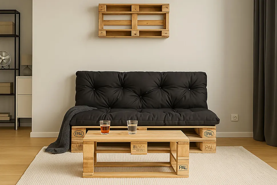 Coussins palettes 120x50 / 120x40cm coussins de palette Noir, coussins de canapé de jardin, coussin palette exterieur