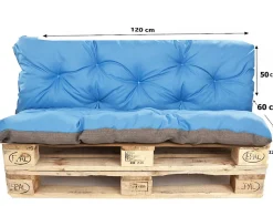 Coussins palettes 120x60 / 120x50cm coussins de palette Bleu, coussins de canapé de jardin, coussin palette exterieur