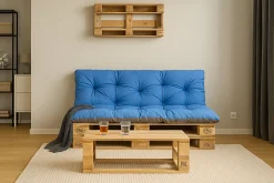 Coussins palettes 120x60 / 120x50cm coussins de palette Bleu, coussins de canapé de jardin, coussin palette exterieur