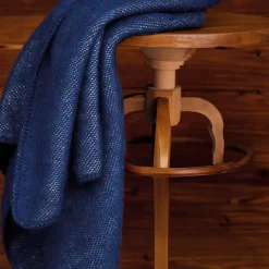 Couverture chaude laine et mohair (220x240 cm - Bleu Foncé)