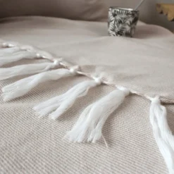 Couverture en jacquard (180x220 cm - Beige)