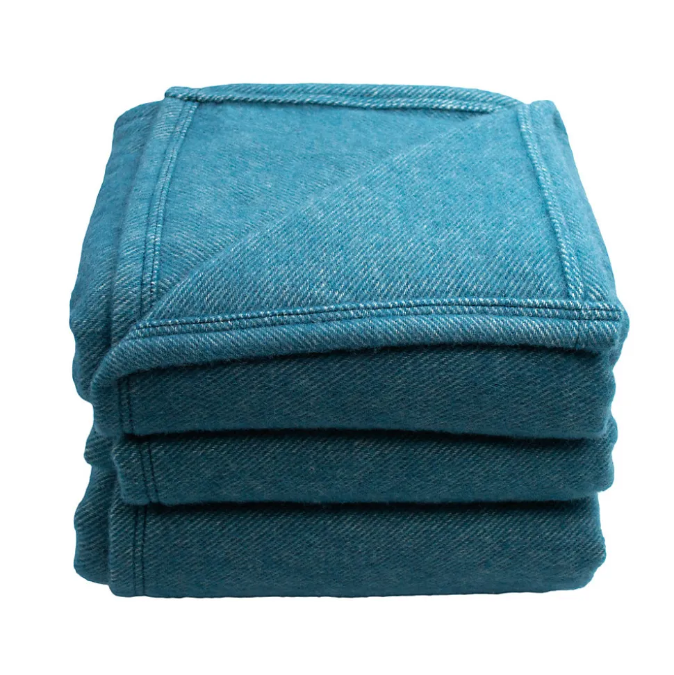 Couverture en laine mélangée - Effet denim (220x240 cm - Turquoise)