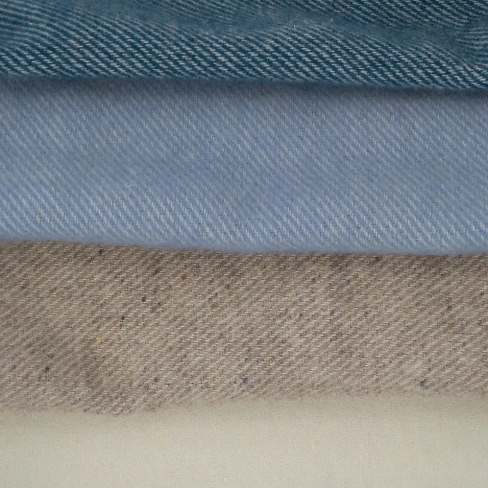 Couverture en laine mélangée - Effet denim (180x240 cm - Ecru)