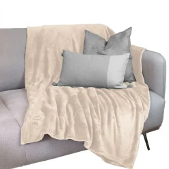 Couverture, plaid polaire 150 x 200 cm en flanelle ultra doux - Beige - Vivezen