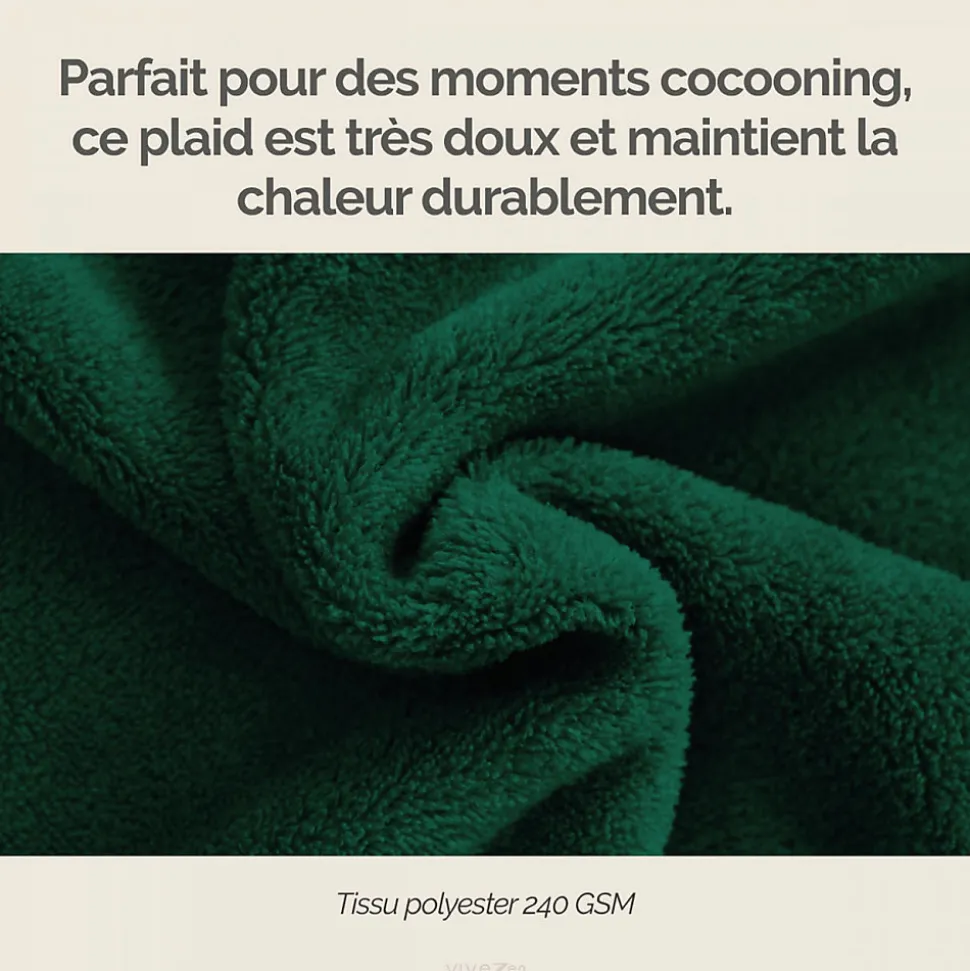 Couverture, plaid polaire 150 x 200 cm en flanelle ultra doux - Vert - Vivezen