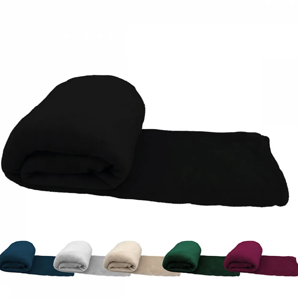 Couverture, plaid polaire 220 x 240 cm en flanelle ultra doux - Noir - Vivezen