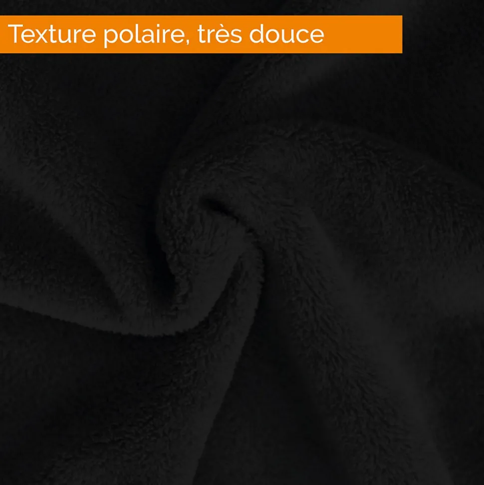 Couverture, plaid polaire 220 x 240 cm en flanelle ultra doux - Noir - Vivezen