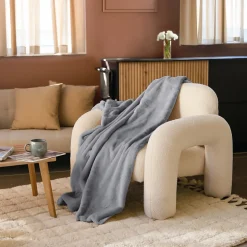 Couverture, plaid polaire, jeté de canapé 150 x 200 cm Cosy ultra doux - 100% Polyester - Gris - Vivezen