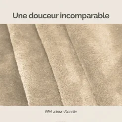Couverture polaire plaid intégral avec manches et poche - Enfant ou adulte jusqu'à 1.65m 160 x 120 cm - Beige - Vivezen
