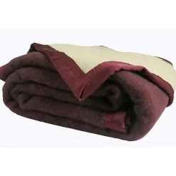 Couverture Pure Laine Vierge 600g/m2 bicolore (240x300 cm - Prune)