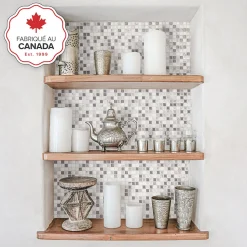 Crédence Adhésive Cuisine et Salle de Bain x4 - Carrelage Mural Smart Tiles, Gris, Blanc et Beige - 25,91 x 23,11cm