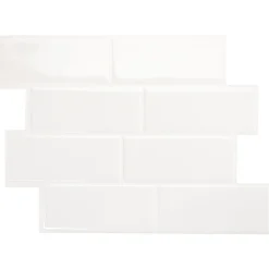 Crédence Adhésive Cuisine et Salle de Bain x4 - Carrelage Mural Smart Tiles, Blanc - 29,36 x 21,29cm