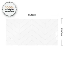 Crédence Adhésive Cuisine et Salle de Bain x2 - Carrelage Mural Smart Tiles, Blanc - 57,3 x 29,41cm