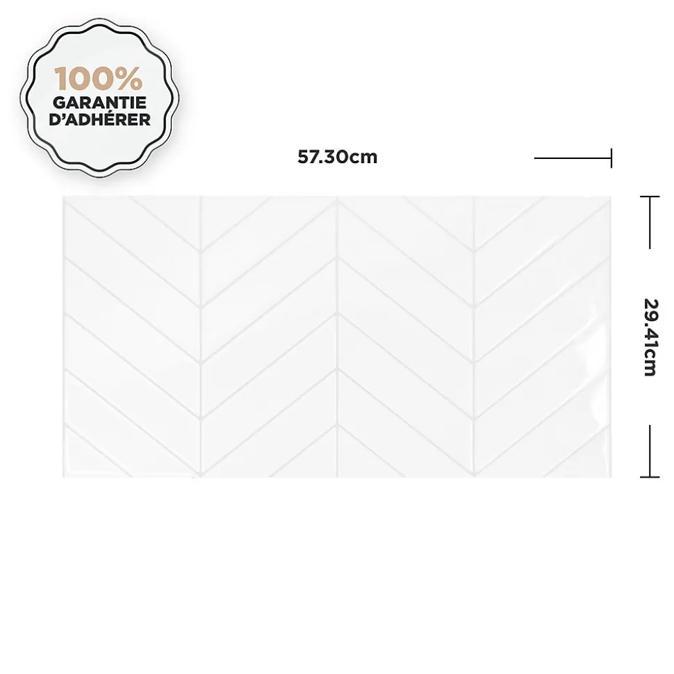 Crédence Adhésive Cuisine et Salle de Bain x2 - Carrelage Mural Smart Tiles, Blanc - 57,3 x 29,41cm