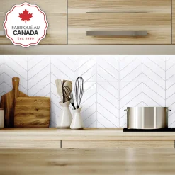 Crédence Adhésive Cuisine et Salle de Bain x2 - Carrelage Mural Smart Tiles, Blanc - 57,3 x 29,41cm