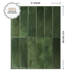 Crédence Adhésive Cuisine et Salle de Bain x4 - Carrelage Mural Smart Tiles, Vert - 29,03 x 22,86cm