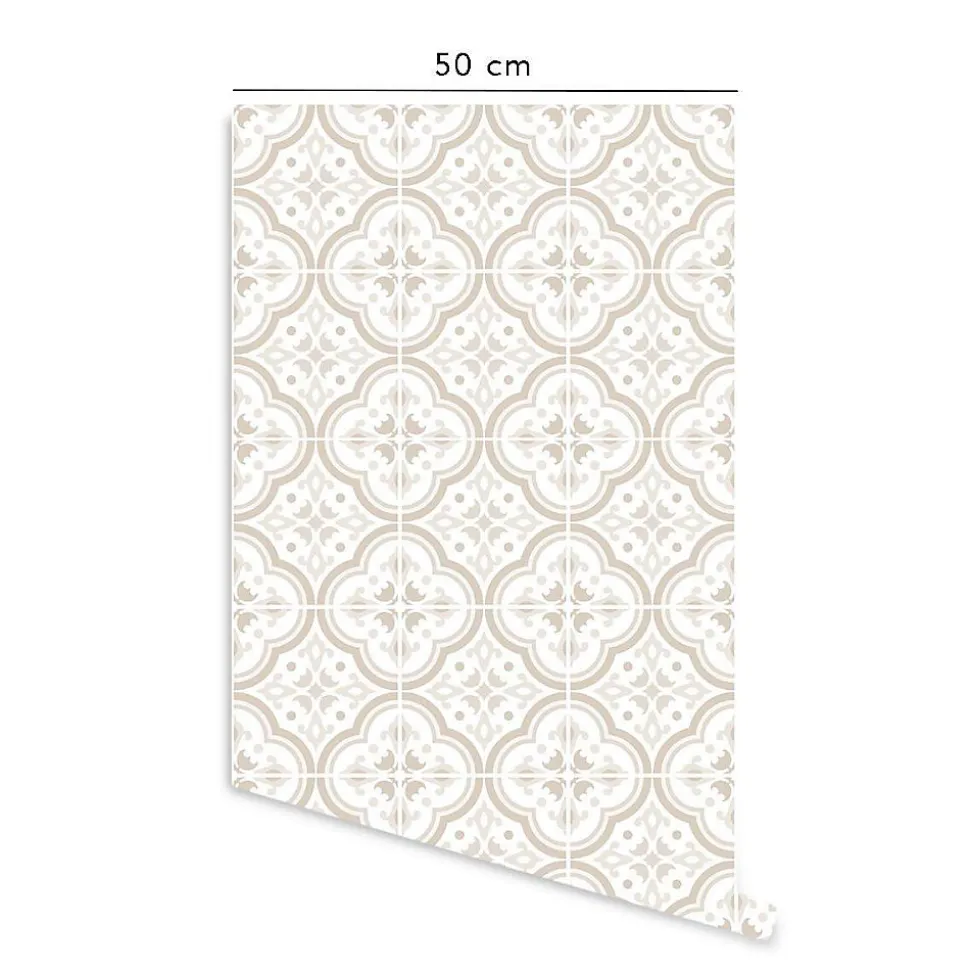 Crédence adhésive lavable cuisine écru et blanc en vinyle lavable et amovible - 1 rouleau 50x300 cm - Decochic