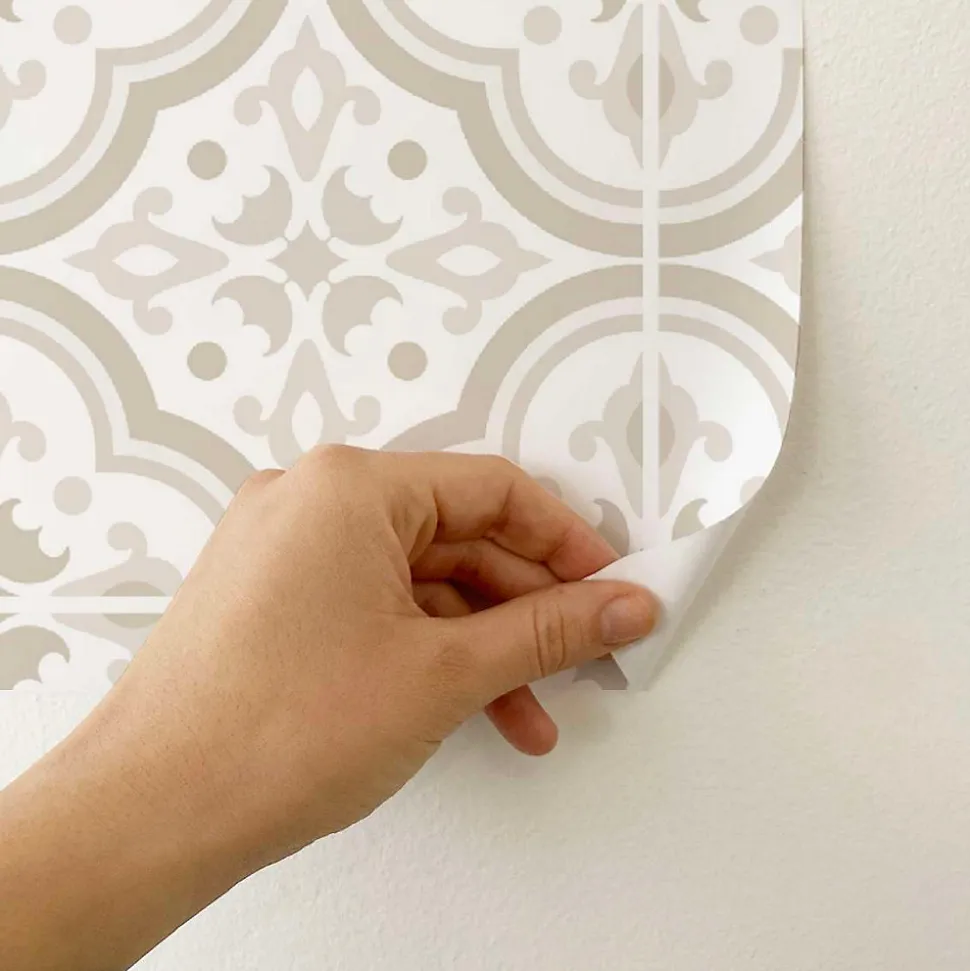 Crédence adhésive lavable cuisine écru et blanc en vinyle lavable et amovible - 1 rouleau 50x300 cm - Decochic
