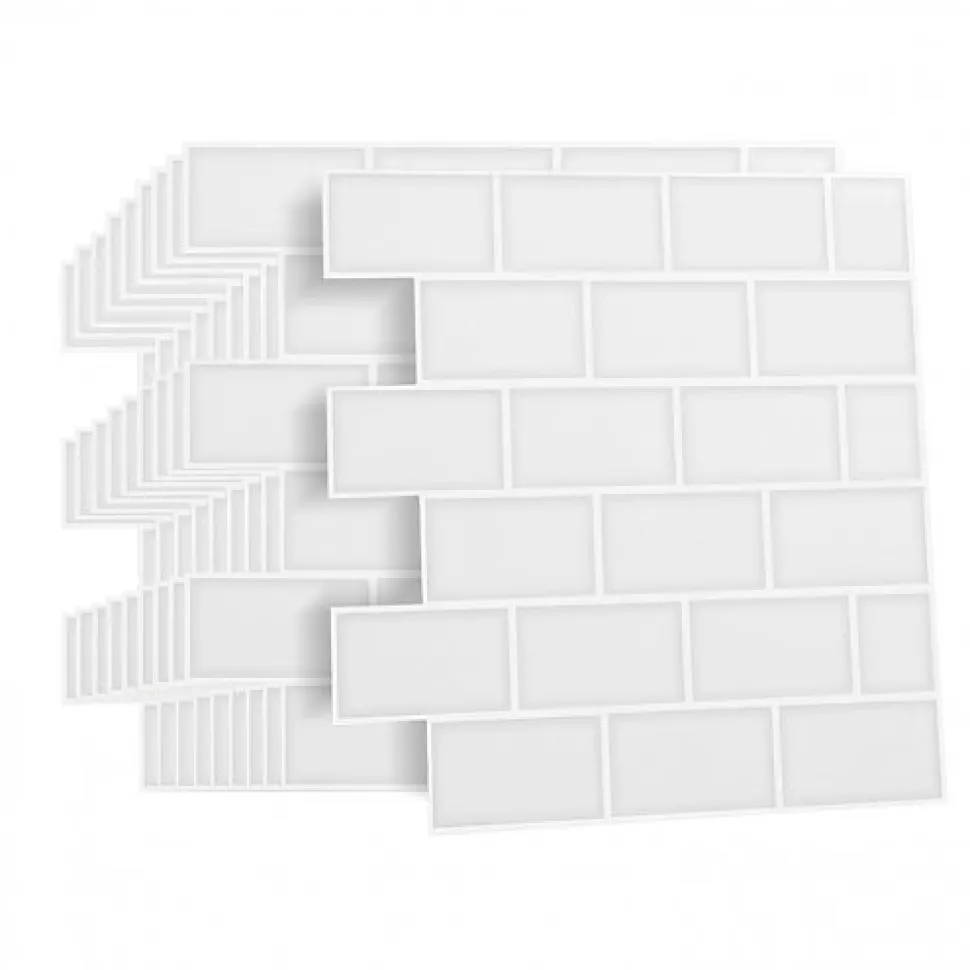 Crédence adhésive murale effet carrelage métro blanc 10 pcs 30x30 cm