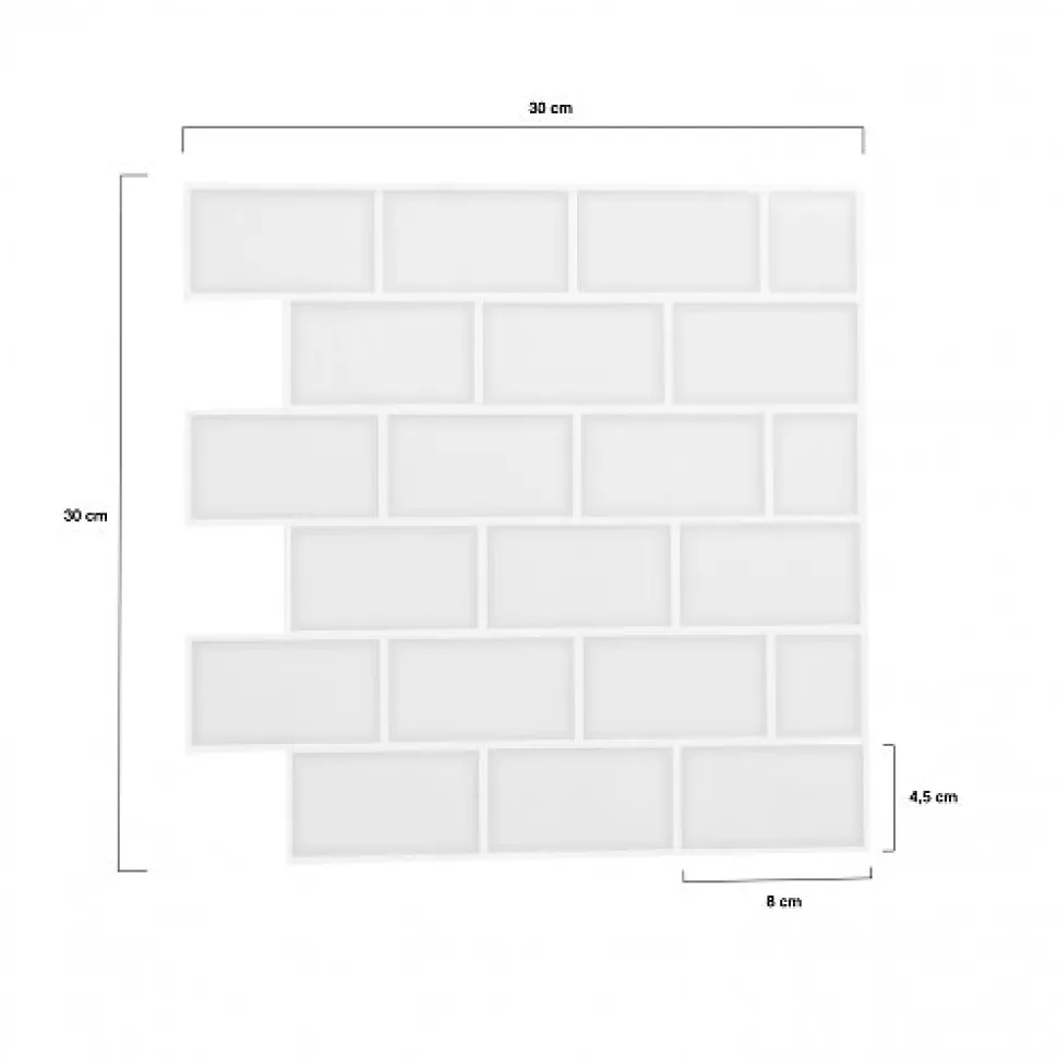 Crédence adhésive murale effet carrelage métro blanc 10 pcs 30x30 cm