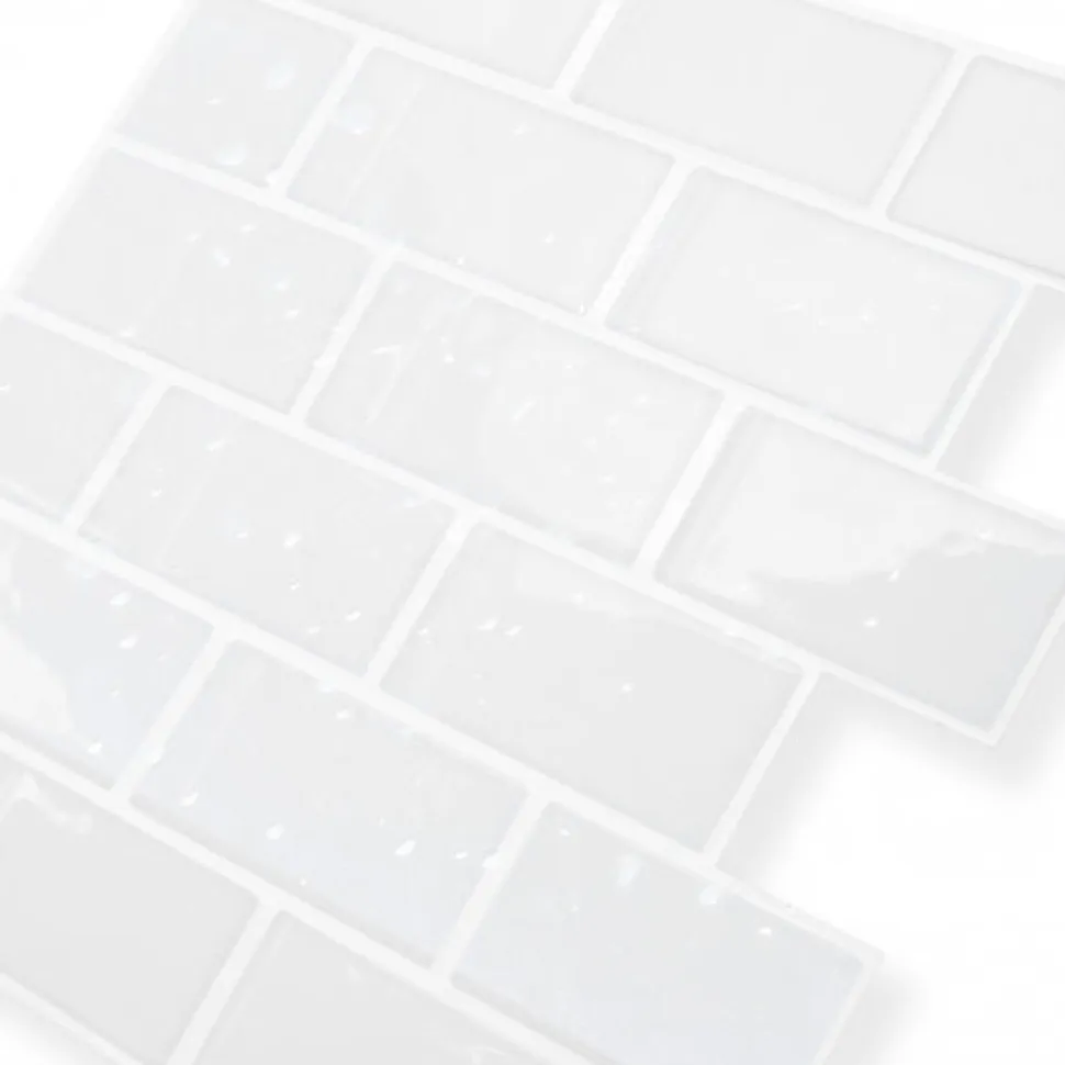 Crédence adhésive murale effet carrelage métro blanc 10 pcs 30x30 cm
