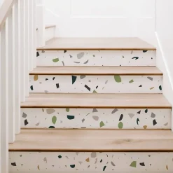 Crédence adhésive terrazzo vert beige et noir en vinyle lavable et amovible - 1 rouleau 50x300 cm - Decochic