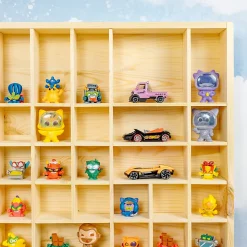 Creative Deco Vitrine Murale Petite Etagere Bois Non Peint - 51 Compartiments - 52 x 46 x 5 cm - Vitrine pour Collection Figurine