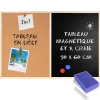 Creative Home 90x60cm Tableau Liege Mural, Tableau Magnétique Aimanté et Tableau Noir - Inclus Éponge, Aimants, Craie et Punaises