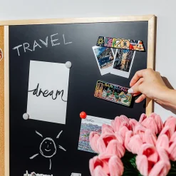 Creative Home 90x60cm Tableau Liege Mural, Tableau Magnétique Aimanté et Tableau Noir - Inclus Éponge, Aimants, Craie et Punaises