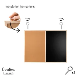 Creative Home 90x60cm Tableau Liege Mural, Tableau Magnétique Aimanté et Tableau Noir - Inclus Éponge, Aimants, Craie et Punaises