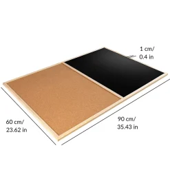 Creative Home 90x60cm Tableau Liege Mural, Tableau Magnétique Aimanté et Tableau Noir - Inclus Éponge, Aimants, Craie et Punaises