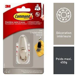 Crochet métal brossé petit modèle Command