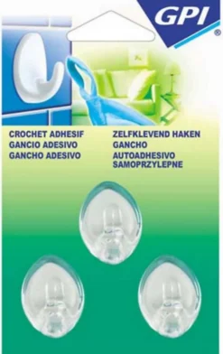 Crochet ovale petit modèle transparent, lot de 3