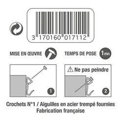 Crochet résine transparent n° 1 avec aiguilles vendu par 8 pièces