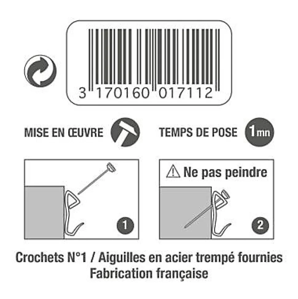 Crochet résine transparent n° 1 avec aiguilles vendu par 8 pièces