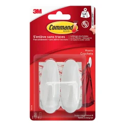 Crochets Design moyens blancs Command 17081 2 crochets + 4 languettes