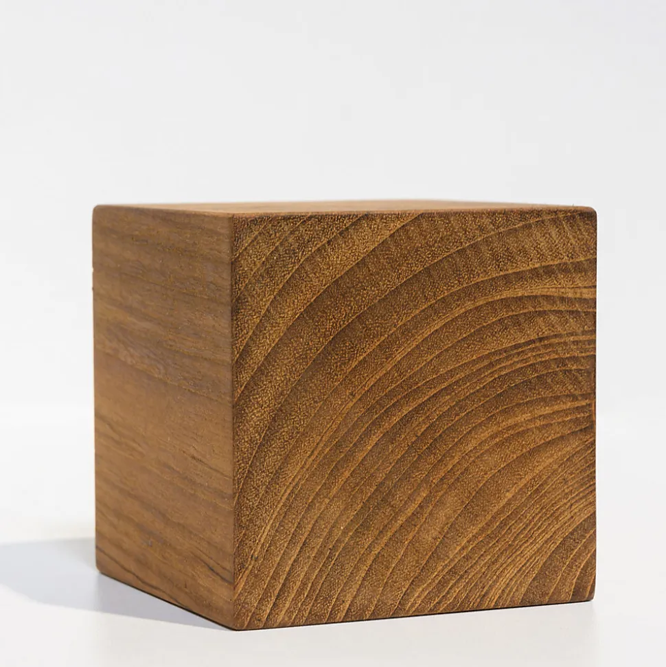 Cube Bois de Teck Huilé - 9X9X9cm - Objet Décoratif à Poser