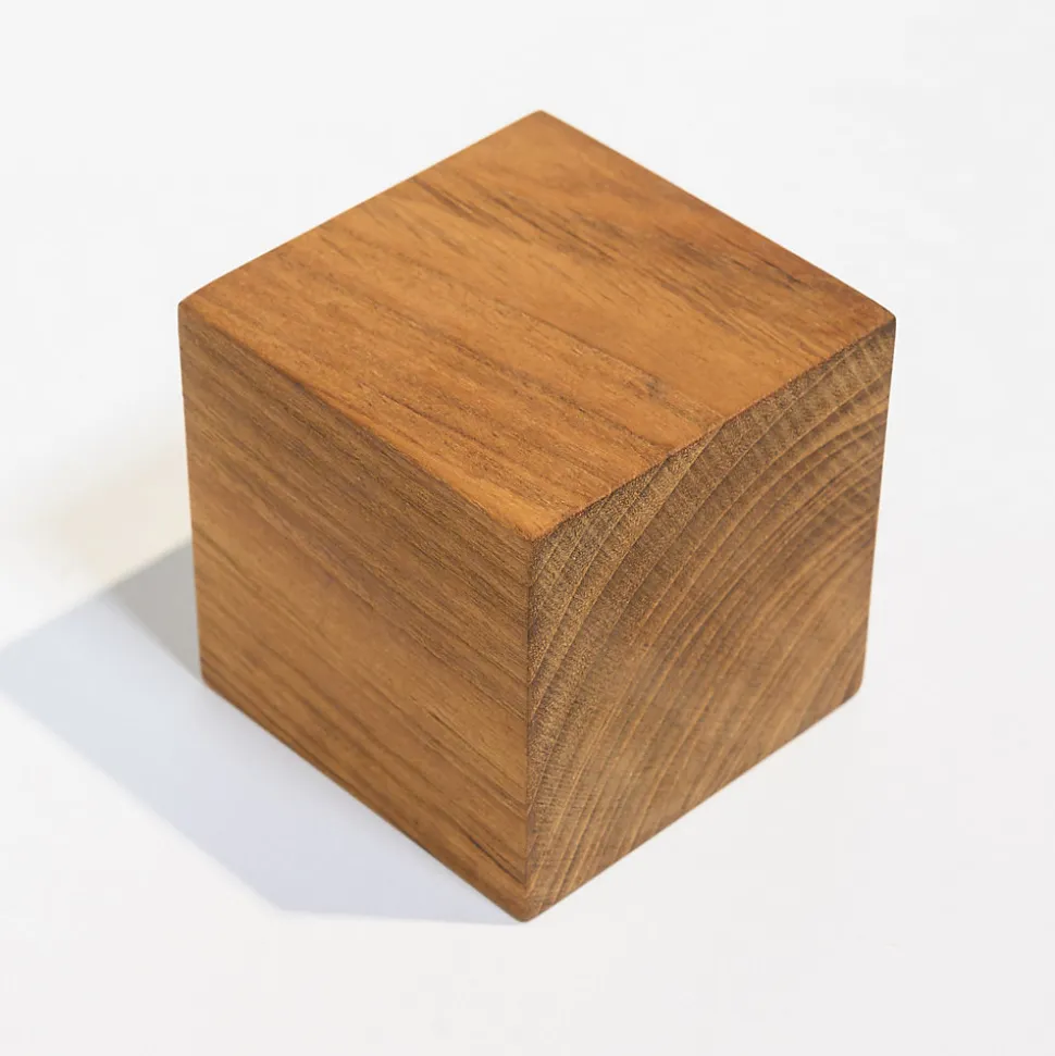 Cube Bois de Teck Huilé - 9X9X9cm - Objet Décoratif à Poser