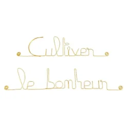Cultiver le bonheur - Sculpture fil de fer 40-50 cm - Bijoux de mur