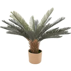 Cycas 85 - Plante Tropicale Artificielle Décorative Cycas H85 cm pour Intérieur Extérieur avec Pot Beige