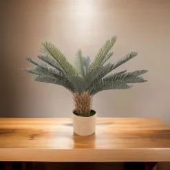Cycas 85 - Plante Tropicale Artificielle Décorative Cycas H85 cm pour Intérieur Extérieur avec Pot Beige