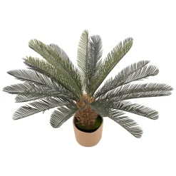 Cycas 85 - Plante Tropicale Artificielle Décorative Cycas H85 cm pour Intérieur Extérieur avec Pot Beige