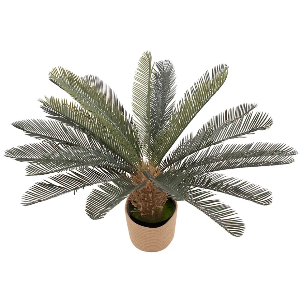 Cycas 85 - Plante Tropicale Artificielle Décorative Cycas H85 cm pour Intérieur Extérieur avec Pot Beige