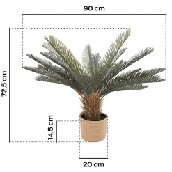 Cycas 85 - Plante Tropicale Artificielle Décorative Cycas H85 cm pour Intérieur Extérieur avec Pot Beige