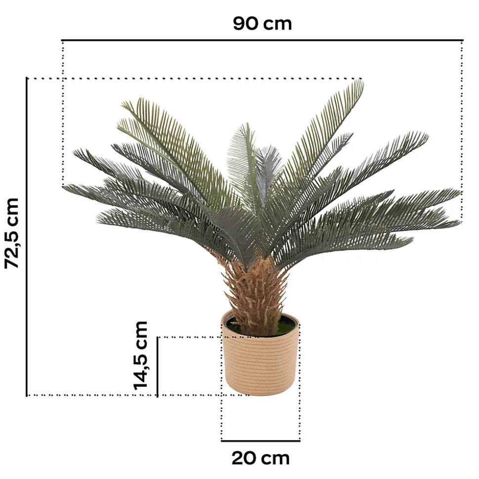 Cycas 85 - Plante Tropicale Artificielle Décorative Cycas H85 cm pour Intérieur Extérieur avec Pot Beige