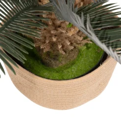 Cycas 85 - Plante Tropicale Artificielle Décorative Cycas H85 cm pour Intérieur Extérieur avec Pot Beige